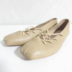 良品 GEMMA LINN ジェマリン レザー レースアップ パンプス フラットシューズ 37 約23.5cm ベージュ レディース 古着 中古 USEDのサムネイル