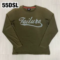 55DEL ビッグロゴ プリント 長袖カットソー ロングスリーブシャツ M カーキ 着丈63cm 肩幅42.5cm 身幅(脇下)47cm 袖丈59cm【古着】のサムネイル
