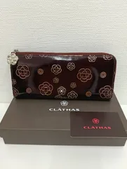 【中古品】 CLATHASクレイサス エナメル カメリア 長財布 茶ブラウン ファッション小物 財布 箱付き 現状品のサムネイル