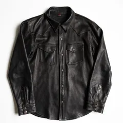 【最高級】THE FLAT HEAD【ディアスキン ウエスタン レザー シャツ】42 レザー ジャケット ブラック フラットヘッド 26060308のサムネイル