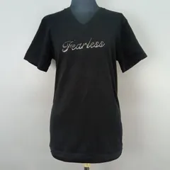 y2k FUGA フーガ ラインストーン 英字 Tシャツ サイズ44 日本製 コットン100% ブラック Vネック 半袖 ヴィンテージ メンズ レディース 【0957】のサムネイル