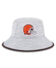 뉴 엘라 남성 액세서리 모자 New Era Mens Gray Cleveland Browns Game Bucket Hat Gray 회색