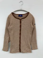 SAINT JAMES セントジェームス カーディガン/ボレロ ブラウン コットン ニット ボーダー柄 ブランドロゴ ミドル丈 長袖 レディースのサムネイル