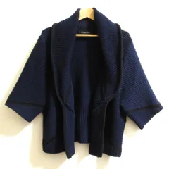 良品 ARMANI EXCHANGE アルマーニエクスチェンジ ニット ジャケット カーディガン サイズS ネイビー レディース 古着 中古 USEDのサムネイル