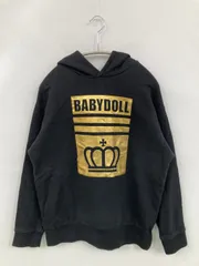 BABYDOLL ベビードール パーカー M ブラック コットン 裏起毛 前面プリント バックプリント ブランドロゴ プルオーバー 長袖 メンズ レディースのサムネイル