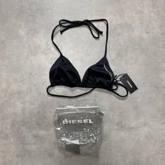 WH241●DIESEL：ロゴプリントビキニトップス 水着 ●XS● 黒 ディーゼル 三角ビキニ スイムウェア カップサイズBのサムネイル