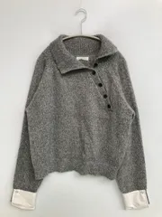 MUHET ミュエ ニット/セーター F グレー ニット コットン 無地 ショート丈 長袖 ヘンリーネック レディースのサムネイル