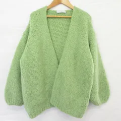 美品 TRICOTS JEAN MARC トリコットジーンマルク CESAME モヘヤブレンド ニットカーディガン グリーン レディース 古着 中古 USEDのサムネイル