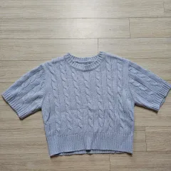 クロップド 半袖ニットTシャツ ライトブルーのサムネイル