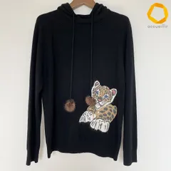 #wnc イタリヤ 伊太利屋 パーカー ニット 9 黒 カシミヤ混 フード ヒョウ レディース [1011998]のサムネイル