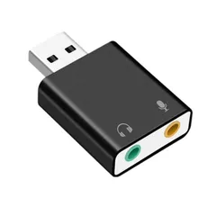 【特価セール】オーディオインターフェイス ヘッドホン出力/マイク入力対応 3.5mmミニジャック イヤホンジャック変換アダプタ ドライPS4/MacBook/Earphones/Surface/Windows USB USB外付けサウンドカード PCなど対応のサムネイル