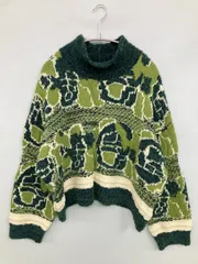 MUHET ミュエ ニット/セーター M グリーン コットン ナイロン その他総柄 ショート丈 長袖 タートルネック/ハイネック レディースのサムネイル