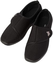 Ys factory Y's facory Nursing Shoes, Rehabilitation Shoes, Lightweight, for the Elderly, Velcro Fastener, Indoor/Outdoor Use, Soft, Walking (Women's Black A, 24.0cm)