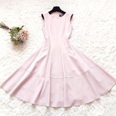 美品☆フォクシー 襟付き ノースリーブ フレアワンピース ストレッチ