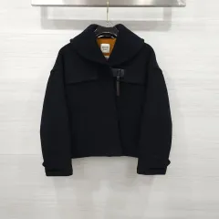 34 / エルメス ネイビー ウール ハーフ コートのサムネイル