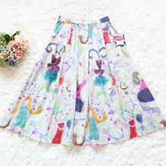 新品 アルベロベロ ALBEROBELLO 総柄 ギャザー フレアロングスカート ブタさん マルチカラーのサムネイル