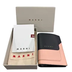 186005 現状品 MARNI マルニ 財布 サファアーノレザー サーモピンク、ブラック ユニセックスのサムネイル