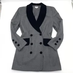 極美品✨FOXEY BOUTIOLE フォクシー テーラードジャケット ダブルブレスト パーティー 6B ベロア ウール100% 40 M相当 グレーのサムネイル
