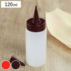 ソースボトル 元祖ヤキヤキ屋台 調味料入れ （ 調味料ボトル ディスペンサー レッド ブラウン 120ml キャップ付き フタ付き ボトル 保存容器 卓上 ソース ケチャップ マヨネーズ 1個穴 タコ焼きパーティー たこ焼きパーティー )のサムネイル