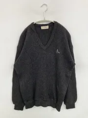 TOROY トロイ ニット/セーター L グレー ウール・ニット 無地 ワンポイント ミドル丈 長袖 Vネック メンズのサムネイル