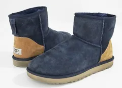 UGG × BEAMS 別注 ◆ 5854 CLASSIC MINI クラシック ミニ ムートン ブーツ 26.5cm ネイビー×ブラウン アグ ビームス ◆17/K2-1のサムネイル