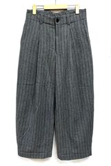 F07374 未使用品 J.PRESS ショートパンツ：M グレー ストライプ柄
