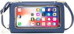 Honesty Mouth スマホショルダー 入れたまま操作 財布 一体型 スキミング防止 3way レディース ポーチ 斜めがけ 大きめ 全機種対応 (03:ブルー,  大きめ)
