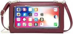 Honesty Mouth スマホショルダー 入れたまま操作 財布 一体型 スキミング防止 3way レディース ポーチ 斜めがけ 大きめ 全機種対応 (05:ワインレッド,  大きめ)