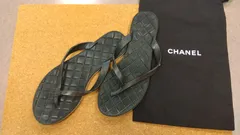 M01    CHANEL  シャネル　フラットビーチサンダル　ブラック　37サイズ　約24センチ　ココマークワンポイント　保存袋ありのサムネイル