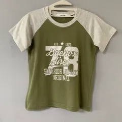 新品/在庫整理 ラグラン セミクロップド 半袖T (緑色)のサムネイル