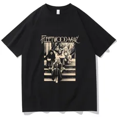 ロックバンド フリートウッド・マック プリント Tシャツ 半袖 メンズ カジュアル ストリート 通勤通学 ブラックのサムネイル