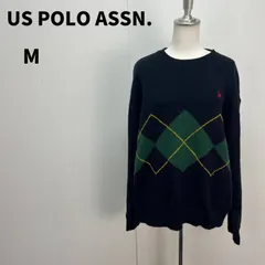US POLO ASSN.  ニット M ネイビー 紺 メンズ ゆるだぼ アーガイル【m167】のサムネイル