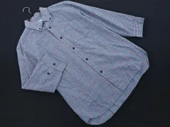 UNION STATION ユニオンステーション メンズビギ リネン混 チェック ボタンダウン シャツ sizeM/紺 ■◇ メンズのサムネイル