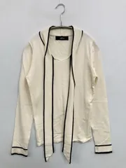 Salire カーディガン/ボレロ M アイボリー ナイロン ニット 無地 リボン ライン柄 ミドル丈 長袖 レディースのサムネイル