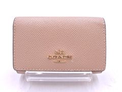 美品☆COACH コーチ カードケース 名刺入れ 馬車ロゴ ベージュ レザー