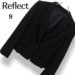 【美品】Reflect リフレクト テーラードジャケット 1B シングル ワンボタン ノッチドラペル 総裏地 フラップポケット ブラック 無地 日本製 洗える 長袖 シンプル 上品 ショート丈 レディース M【9】ST001のサムネイル