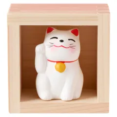 ますや 枡招き猫 白 五勺枡セット 桧 ひのき 枡 ます 招き猫 まねきねこ おみくじ 縁起物 置物 招福 木製 大垣 岐阜 日本製 ギフトのサムネイル
