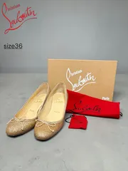 ★ Christian Louboutin クリスチャンルブタン MARCIA BALLA 45 GLITTER MINI/GROSGRAIN ラメパンプス リボンパンプス ゴールド系 36のサムネイル