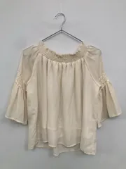 GRACEFUL シャツ/ブラウス M アイボリー 無地 レース 半端袖 ミドル丈 ノーカラー レディース