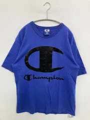 Champion チャンピオン Tシャツ/カットソー MEDIUM ブルー 前面プリント ブランドロゴ ミドル丈 半袖 クルーネック(丸首) メンズ レディース