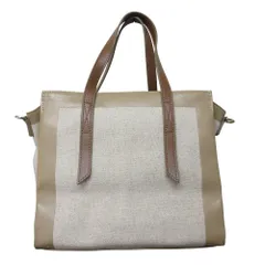 美品 TOV トーヴ リネン フェイクレザー 2WAY ショルダーバッグ ベージュ ブラウン レディース 古着 中古 USEDのサムネイル