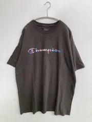 Champion チャンピオン Tシャツ/カットソー 1XL グレー 前面プリント ブランドロゴ ミドル丈 半袖 クルーネック(丸首) メンズ