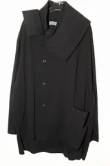 ヨウジヤマモト YOHJI YAMAMOTO 30/-HIGH D COTTON JERSEY DESIGNED COLLAR PADDED COAT 3 コットン ジャージー デザインカラー パッド入り コート ブラック 【中古】■260609のサムネイル