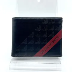 EMPORIO ARMANI　エンポリオアルマーニ  二つ折り財布　レッドバンド ブラック　総柄　ロゴ　メンズのサムネイル