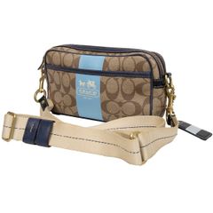 美品】コーチ 2WAY ミニショルダーバッグ アイボリー系 ブルー 1Q13 