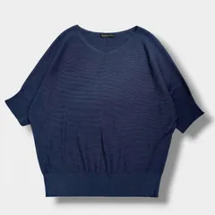 DAMA collection Vネック ニット シルク混 コットン ドルマンスリーブ 五分袖 ネイビー 大きいサイズのサムネイル