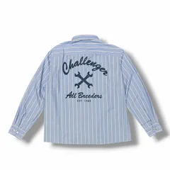 参考上代24200円 未使用 CHALLENGER 26SS L/S STRIPE MECHANIC SHIRT ストライプメカニック長袖シャツ  チャレンジャー CLG-SH 026-001 LT BLUE S （18324M）のサムネイル