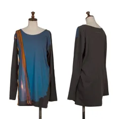 エムエム 6 メゾンマルタンマルジェラMM6 Maison Martin Margiela コットンフロントグラフィックプリントカットソー 紺チャコール他 Sのサムネイル