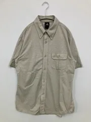 adidas アディダス シャツ/ブラウス M ベージュ コットン 無地 ワンポイント ミドル丈 半袖 ボタンダウン レギュラーカラー メンズ