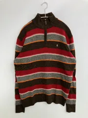 Hush Puppies ハッシュパピー ニット/セーター L ウール・ニット ボーダー柄 ワンポイント ミドル丈 長袖 タートルネック/ハイネック メンズのサムネイル